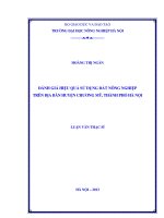 Đánh giá hiệu quả sử dụng đất nông nghiệp trên địa bàn huyện chương mỹ, thành phố hà nội 