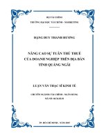 Nâng cao sự tuân thủ thuế của doanh nghiệp trên địa bàn tỉnh quảng ngãi 