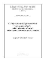 Xây dựng giải thuật thích nghi điều khiển tối ưu máy phát điện đồng bộ trên cơ sở công nghệ mạng nơ rôn 