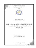 Hoàn thiện hệ thống kiểm soát nội tại Công ty TNHH Thương Mại Chăn Nuôi Tiến Thành
