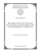 Hoàn thiện tổ chức công tác kế toán quản trị trong các doanh nghiệp tại khu công nghiệp Biên Hòa 2 tỉnh Đồng Nai