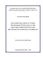 Chủ nghĩa mác lênin, tư tưởng hồ chí minh về tôn giáo và việc thực hiện chính sách tôn giáo đối với đạo tin lành ở gia lai hiện nay 