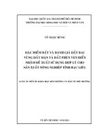 Đặc điểm đất và đánh giá đất đai vùng đất mặn và đất phèn ven biển nhằm đề xuất sử dụng hợp lý cho sản xuất nông nghiệp tỉnh bạc liêu 