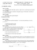 Đề và đáp án kiểm tra học kì 1 môn vật lý 11 năm 2016 trường THPT vĩnh lộc 