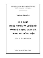 Ứng dụng mạng nơron và logic mờ vào nhận dạng đánh giá trong hệ thống điện 