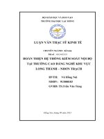 Hoàn thiện hệ thống kiểm soát nội bộ tại Trường Cao đẳng nghề khu vực Long Thành – Nhơn Trạch