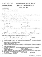 Đề và đáp án kiểm tra học kì 1 môn vật lý 10 năm 2016 trường vĩnh lộc 