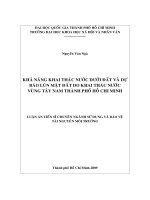 Khả năng khai thác nước dưới đất và dự báo lún mặt đất do khai thác nước vùng tây nam thành phố hồ chí minh 