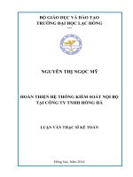 Hoàn thiện hệ thống kiểm soát nội bộ tại Công ty TNHH Hồng Hà