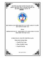 CHÍNH SÁCH XUẤT NHẬP KHẨU CỦA MALAYSIA VÀ GIẢI PHÁP đối với VIỆT NAM