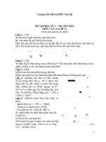Đề và đáp án kiểm tra học kì 1 môn vật lý 11 năm 2016 trường THPT việt mỹ 