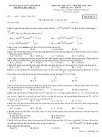 Đề và đáp án kiểm tra học kì 1 môn vật lý 12 năm 2016 trường THPT việt âu 