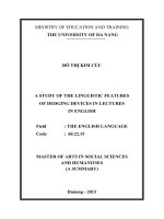 A study of the linguistic features of hedging devices in lectures in english