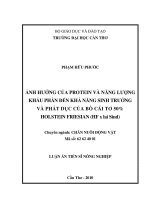 Ảnh hưởng của protein và năng lượng khẩu phần đến khả năng sinh trưởng và phát dục của bò cái tơ 50% holstein friesian (HF x lai sind) 