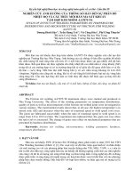 NGHIÊN cứu ẢNH HƯỞNG của THÔNG số hàn đến sự PHÂN bố NHIỆT độ và cấu TRÚC mối hàn MA sát KHUẤY tấm hợp KIM NHÔM AA7075 t6 