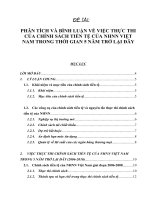 PHÂN TÍCH VÀ BÌNH LUẬN VỀ VIỆC THỰC THICỦA CHÍNH SÁCH TIỀN TỆ CỦA NHNN VIỆTNAM TRONG THỜI GIAN 5 NĂM TRỞ LẠI ĐÂY