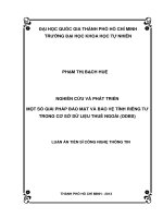 Nghiên cứu và phát triển một số giải pháp bảo mật và bảo vệ tính riêng tư trong cơ sở dữ liệu thuê ngoài (ODBS) 