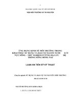Ứng dụng kinh tế môi trường trong khai thác sử dụng và bảo vệ nguồn nước lưu vực sông   thử nghiệm ở vùng hạ lưu hệ thống sông đồng nai