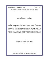 Điều trị thuốc tiêu sợi huyết rtPA đường tĩnh mạch trên bệnh nhân nhồi máu não cấp trong 3 giờ đầu 