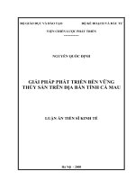 Giải pháp phát triển bền vững thủy sản trên địa bàn tỉnh cà mau 