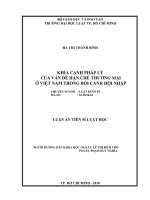Khía cạnh pháp lý của vấn đề hạn chế thương mại ở việt nam trong bối cảnh hội nhập 