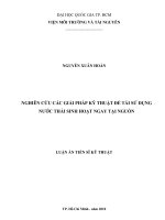 Nghiên cứu các giải pháp kỹ thuật để tái sử dụng nước thải sinh hoạt ngay tại nguồn 