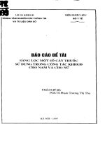 Sàng lọc một số cây thuốc sử dụng trong công tac KHHGĐ cho nam và cho nữ