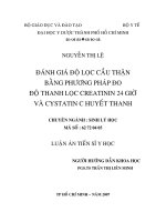 Đánh giá độ lọc cầu thận bằng phương pháp đo độ thanh lọc creatinin 24 giờ và cystatin c huyết thanh 