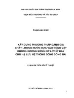Xây dựng phương pháp đánh giá chất lượng nước dựa vào động vật không xương sống cỡ lớn ở đáy cho hạ lưu hệ thống sông đồng nai 