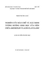 Nghiên cứu bào chế và xác định tương đương sinh học của viên chứa amoxicilin và acid clavulanic 
