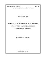 Nghiên cứu tổng hợp các dẫn chất mới của dị vòng 4(3h) quinazolinon có tác dụng sinh học 