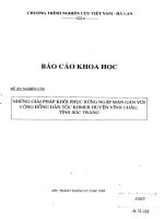 Những giải pháp khôi phục rừng ngập mặn gắn với cộng đồng dân tộc khmer huyện vĩnh châu, tỉnh sóc trăng