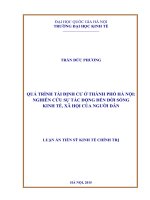 Quá trình tái định cư ở thành phố hà nội nghiên cứu sự tác động đến đời sống kinh tế, xã hội của người dân(bản full)