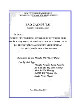 NGHIÊN CỨU TÌNH HÌNH SÀNG LỌC DỊ TẬT TRƯỚC SINH Ở CÁC BÀ MẸ MANG THAI ĐẾN KHÁM VÀ CHĂM SÓC THAI TẠI TRUNG TÂM CHĂM SÓC SỨC KHỎE SINH SẢN TỈNH THỪA THIÊN HUẾ NĂM 2014-2015