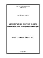 Các tội xâm phạm hoạt động tư pháp mà chủ yếu là người trong các cơ quan tiến hành tố tụng (trên cơ sở số liệu thực tiễn địa bàn tỉnh đắk lắk)