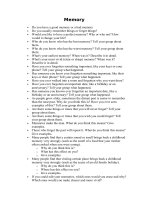 CÁC câu hỏi THI nói TIẾNG ANH CHỦ đề memory 