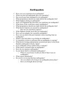 CÁC câu hỏi THI nói TIẾNG ANH CHỦ đề earthquakes 