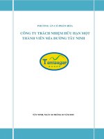 PHƯƠNG ÁN CỔ PHẦN HÓA CÔNG TY TRÁCH NHIỆM HỮU HẠN MỘT THÀNH VIÊN MÍA ĐƯỜNG TÂY NINH TÂY NINH