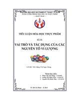 VAI TRÒ VÀ TÁC DỤNG CỦA CÁC NGUYÊN TỐ VI LƯỢNG