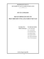 MỘT SỐ CHÍNH SÁCH CHỦ YẾU PHÁT TRIỂN BỀN VỮNG LÀNG NGHỀ Ở VIỆT NAM