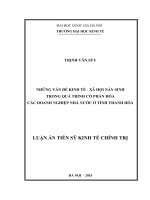 Những vấn đề kinh tế   xã hội nảy sinh trong quá trình cổ phần hóa các doanh nghiệp nhà nước ở tỉnh thanh hóa( bản full )