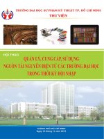 QUẢN LÝ, CUNG CẤP, SỬ DỤNG NGUỒN TÀI NGUYÊN ĐIỆN TỬ CÁC TRƯỜNG ĐẠI HỌC TRONG THỜI KỲ HỘI NHẬP