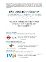 CHÀO BÁN CỔ PHIẾU CÔNG TY CỔ PHẦN DƯỢC VẬT TƯ Y TẾ THANH HÓA RA CÔNG CHÚNG