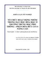 TỔ CHỨC HOẠT ĐỘNG NHÓM TRONG dạy học hóa học ở TRƯỜNG TRUNG học PHỔ THÔNG – PHẦN hóa hữu cơ 11 NÂNG CAO