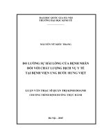 Đo lường sự hài lòng của bệnh nhân đối với chất lượng dịch vụ y tế tại bệnh viện ung bướu hưng việ