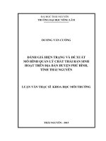Đánh giá hiện trạng và đề xuất mô hình quản lý chất thải rắn sinh hoạt trên địa bàn huyện Phú Bình, tỉnh Thái Nguyên