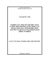 Nghiên cứu một số chỉ tiêu chất lượng môi trường nước sông cầu đoạn chảy qua thành phố Thái Nguyên và đề xuất giải pháp giảm thiểu ô nhiễm