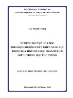 SỬ DỤNG bài tập hóa học THEO ĐỊNH HƯỚNG PHÁT TRIỂN NĂNG lực TRONG dạy học hóa học PHẦN hữu cơ lớp 11 TRUNG học PHỔ THÔNG