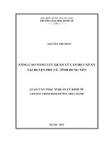 Nâng cao năng lực quản lý cán bộ cấp xã tại huyện phù cừ, tỉnh hưng yên 