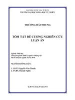 TÓM TẮT ĐỀ CƯƠNG NGHIÊN CỨU LUẬN ÁN  CHUYÊN NGHÀNH SINH LÍ VÀ ĐỘNG VẬT